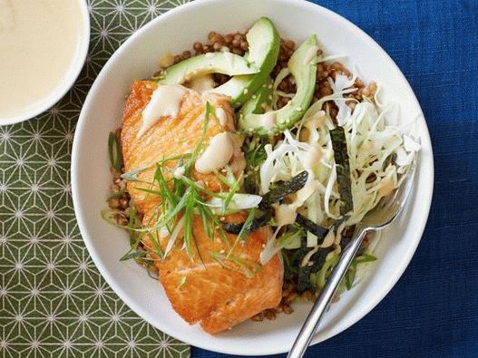 Foto del piatto - Grano con salmone e salsa di miso