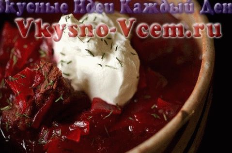 Borsch fatto in casa con carne per l'inverno