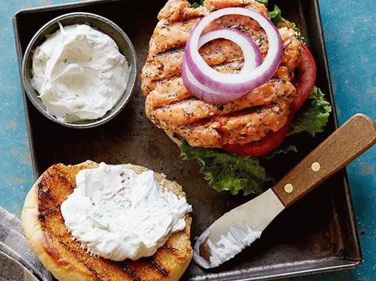 Hamburger di salmone fotografici