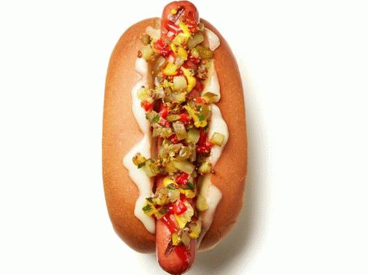 Foto hot dog con religione verdure sottaceto