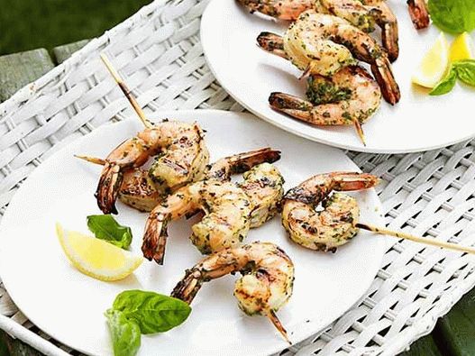 Foto gamberi alla griglia marinati con senape di Digione