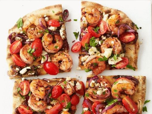 Pizza ai gamberi alla griglia