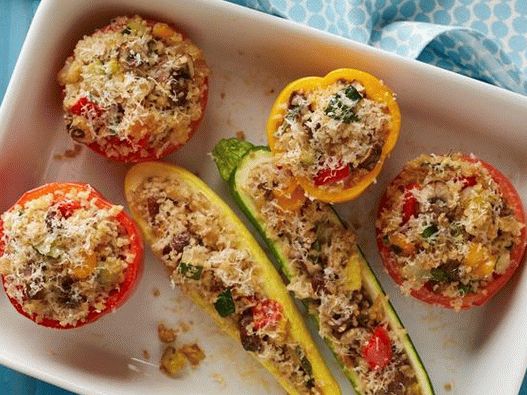 Verdure estive ripiene di bulgur e funghi