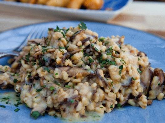 Foto del piatto - Risotto all'orzo perlato con funghi e zucca