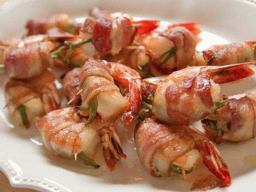 Foto di gamberi piccanti avvolti in pancetta