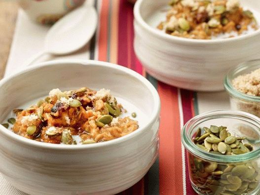 Foto farina d'avena con zucca