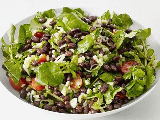 Foto - Insalata di fagioli neri con crescione