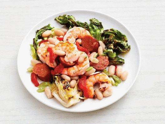 Foto del piatto - Insalata calda di fagioli con gamberi alla griglia