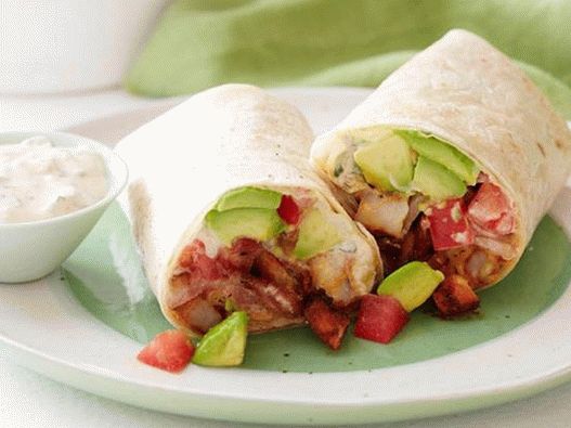 Foto - Rotolo con gamberi alla griglia, avocado, pancetta e salsa rimossa
