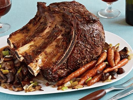 Lombata di manzo sulle ossa al forno con verdure