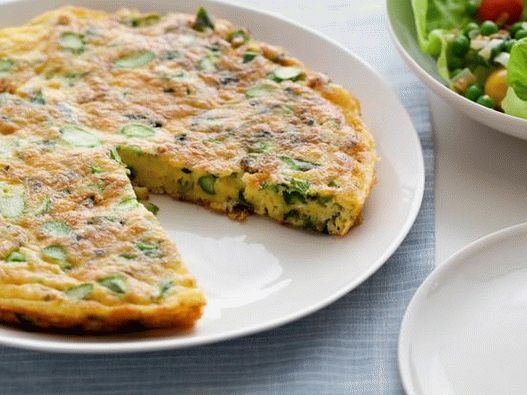 Frittata con formaggio e asparagi