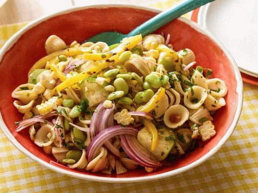 Foto del piatto - Insalata di orecchiette con verdure, mais e fagioli