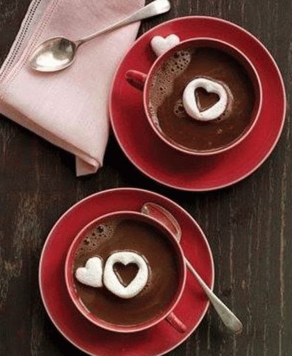 Foto romantica di cioccolata calda