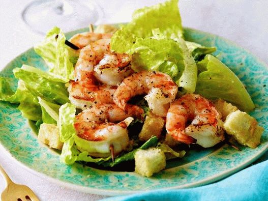 Foto Caesar Salad con gamberi alla griglia