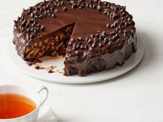 Foto di torta di pasta frolla al cioccolato senza cottura