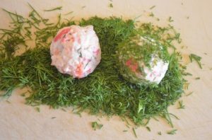 Palline di formaggio con salmone