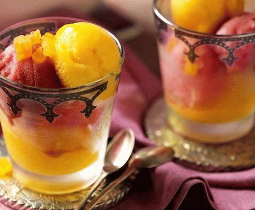 Sorbetto fotografico di mango e acqua di rose