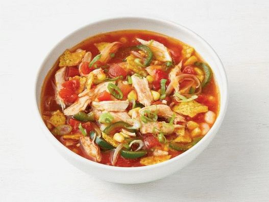 Foto zuppa di pollo e mais Tex-Mex