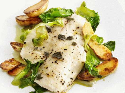 Tilapia fotografica con insalata di escariol e olio di pepe al limone