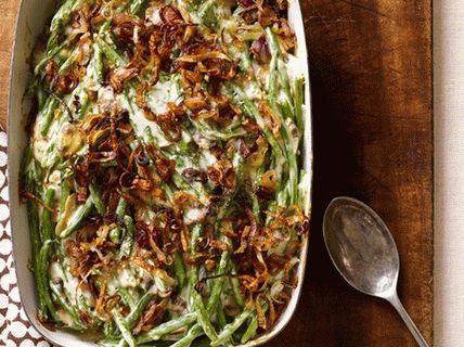 Fagiolini al forno con funghi e scalogni