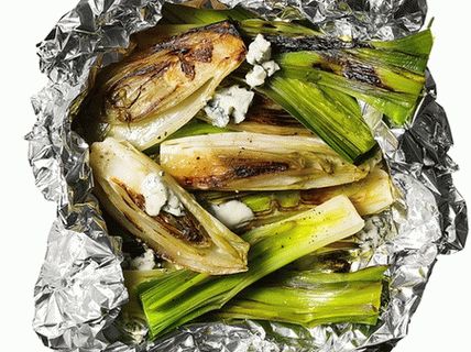 Foto di porri al forno e indivia