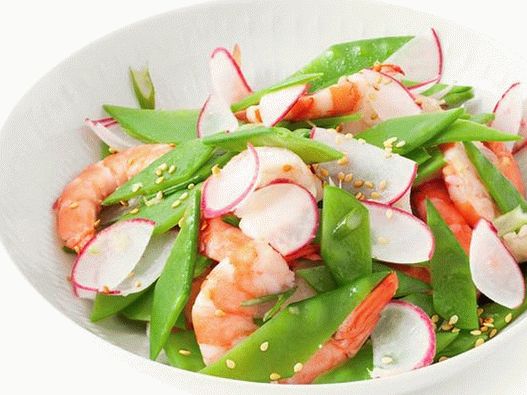 Insalata di gamberi e piselli neve Insalata di gamberi e piselli neve