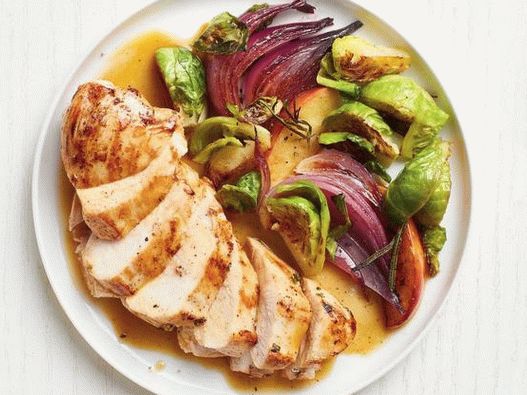 Foto del piatto - Pollo e cavoletti di Bruxelles con salsa di succo di mela